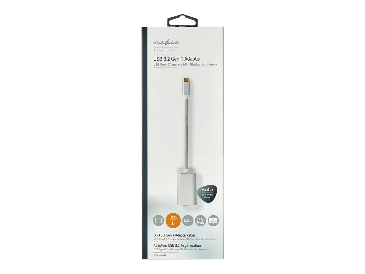 Nedis Fabritallic Videokabel-Adapter USB-C auf Mini DisplayPort 0,2 m Silber