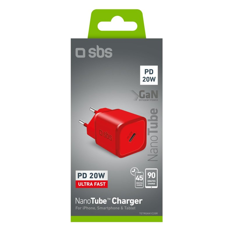 SBS TETRGAN1C20R Ladegerät 20 W USB-C Rot