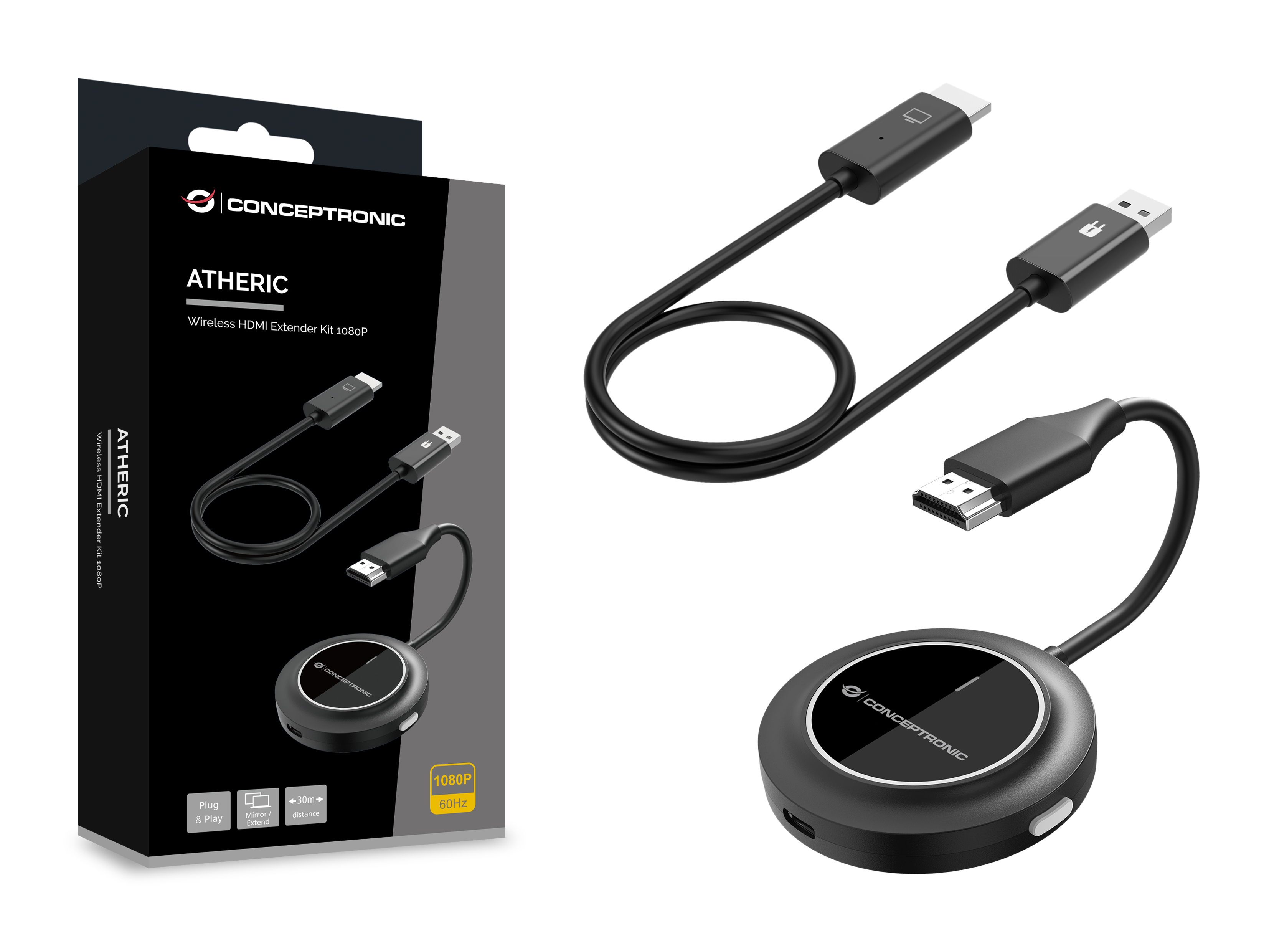 Conceptronic Wireless HDMI Extender Kit 1080p Schwarz