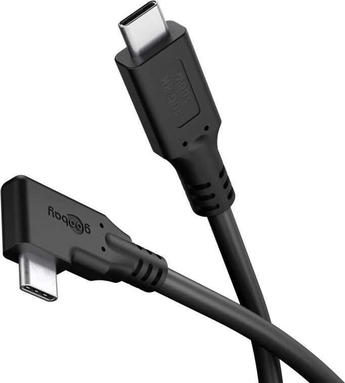 Goobay USB-C -Kabel 90° USB4 2 m schwarz - 100 W 40 Gbit/s Power (79431)