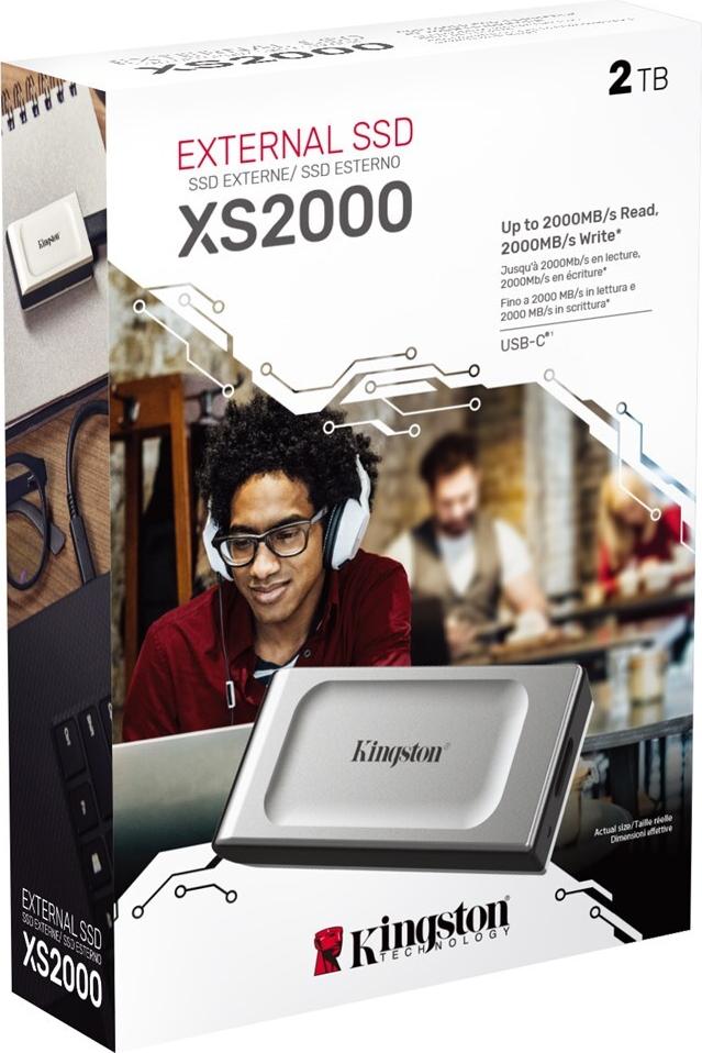 Kingston XS2000 Externe SSD 2 TB USB 3.2 Gen 2x2 Silber