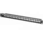 Modulträger für 24 Keystone-Anschlussbuchsen, 48,30cm (19"), schwarz RAL 9005 Zum Aufbau eines Patchfeldes mit bis zu 24 Ports (258152)