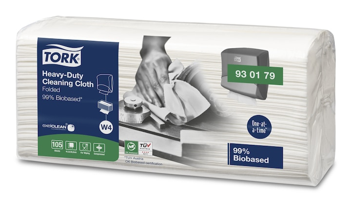 Tork Reinigungstuch 930179 W4 System, 415 x 355 mm, extra stark, 1-lagig Premium, Weiß