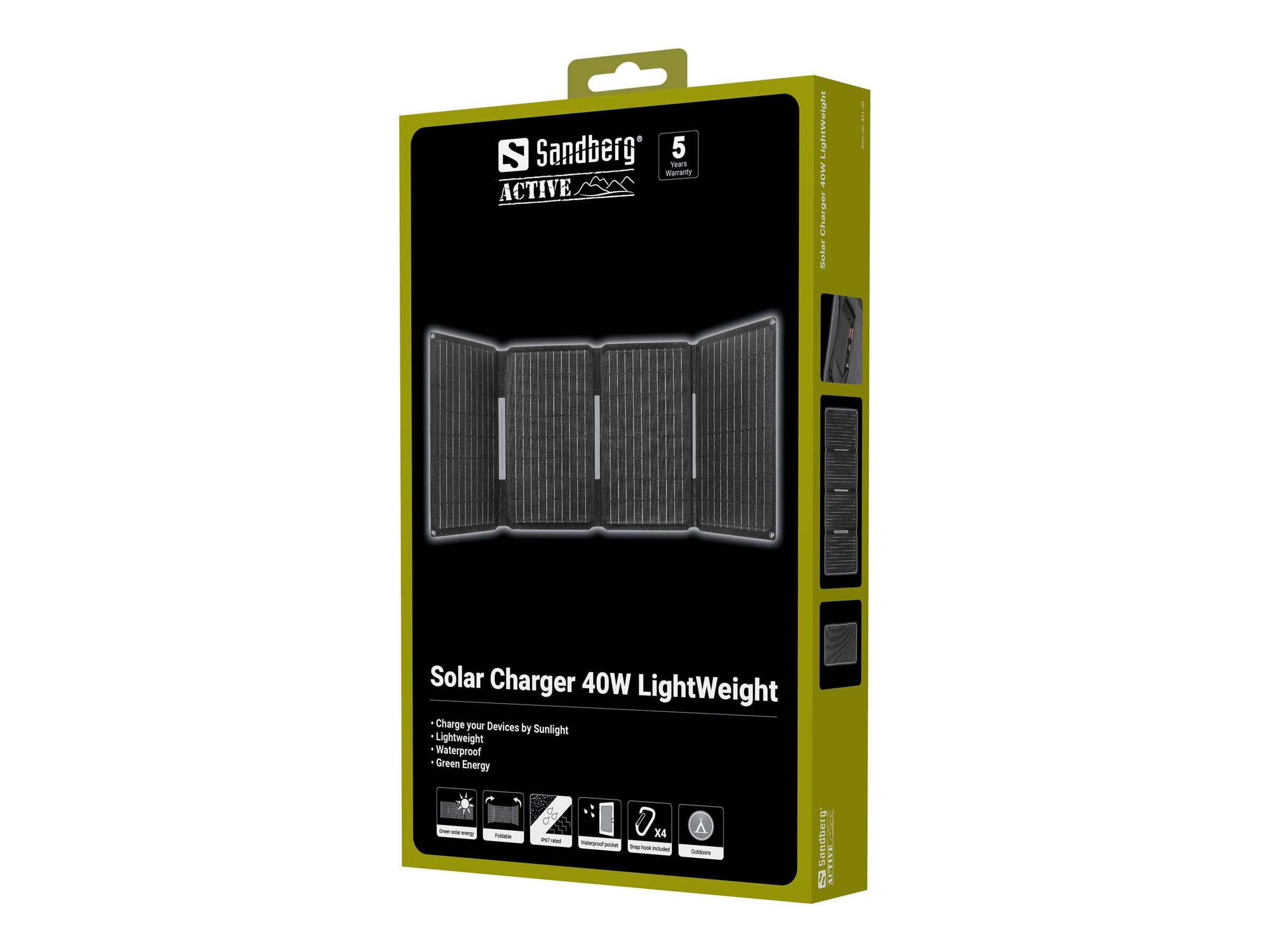 Sandberg Active LightWeight Solarladegerät 40 W Schwarz