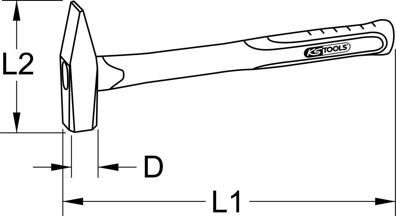 KS TOOLS Werkzeuge-Maschinen GmbH EDELSTAHL Schlosserhammer mit Fiberglasstiel, 3000g (964.2045)