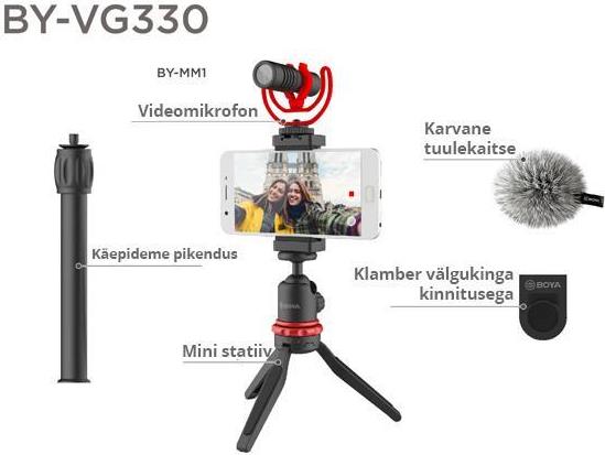 BOYA BY-VG350 Stativ für Smartphone und Action-Kamera 3 Beine Schwarz, Rot