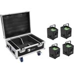 EUROLITE Set 4x AKKU IP UP-4 QCL Spot QuickDMX MK2 IP65 + Flightcase Rollen Ladefunktion