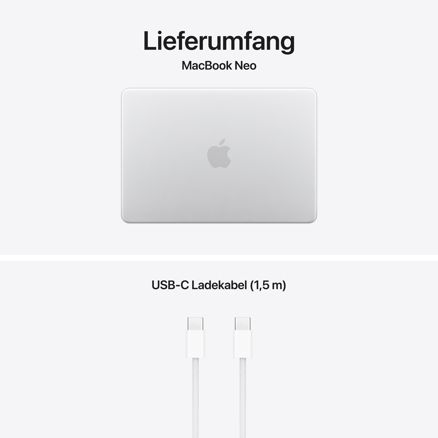Apple 13'' MacBook Neo: Apple A18 Pro Chip mit 6‑core CPU und 5‑core GPU, 8GB, 256GB SSD - Silber