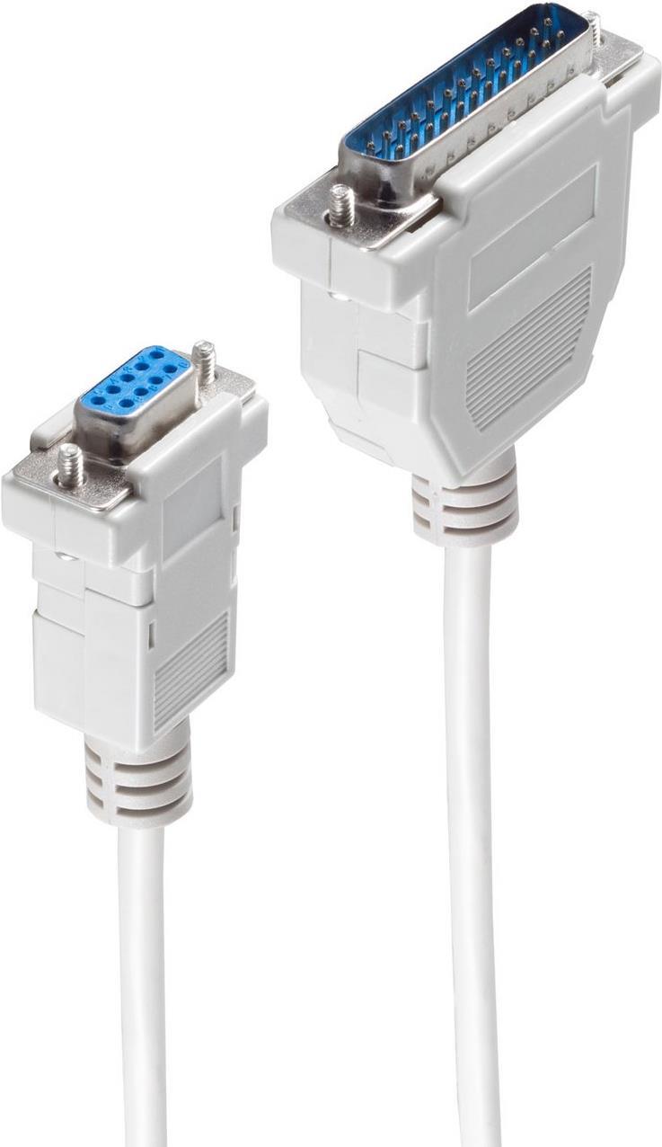 shiverpeaks ®-BASIC-S--Modem-Kabel, 9-pol. Sub D-Kupplung auf 25-pol. Sub D-Stecker, Modem diagram, 9-adrig, mit Schnapphauben, 5,0m (BS78065-5)