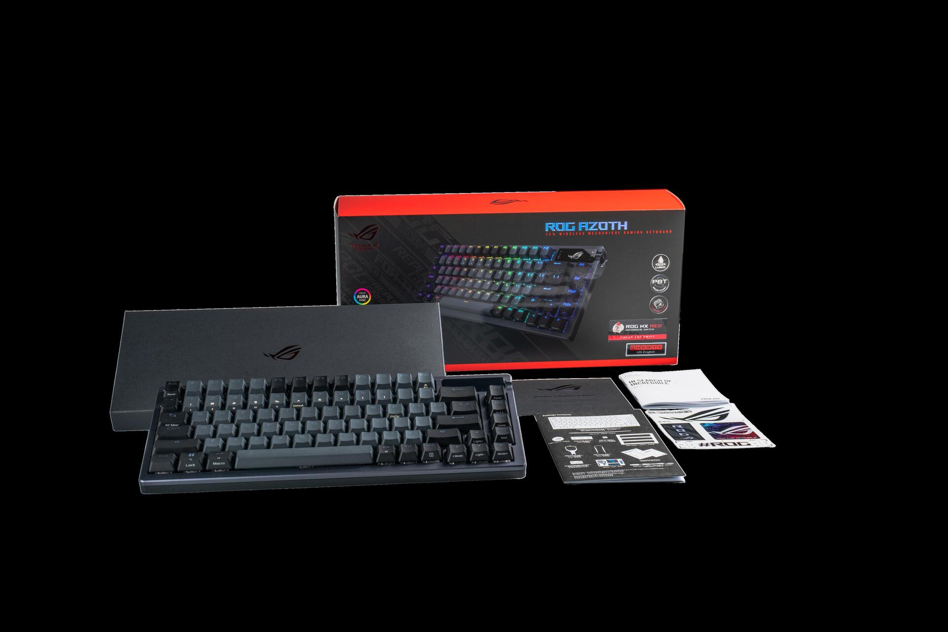 ASUS ROG Azoth Gaming-Tastatur USB + RF Wireless + Bluetooth QWERTYZ Schwarz (90MP0316-BKDA01)