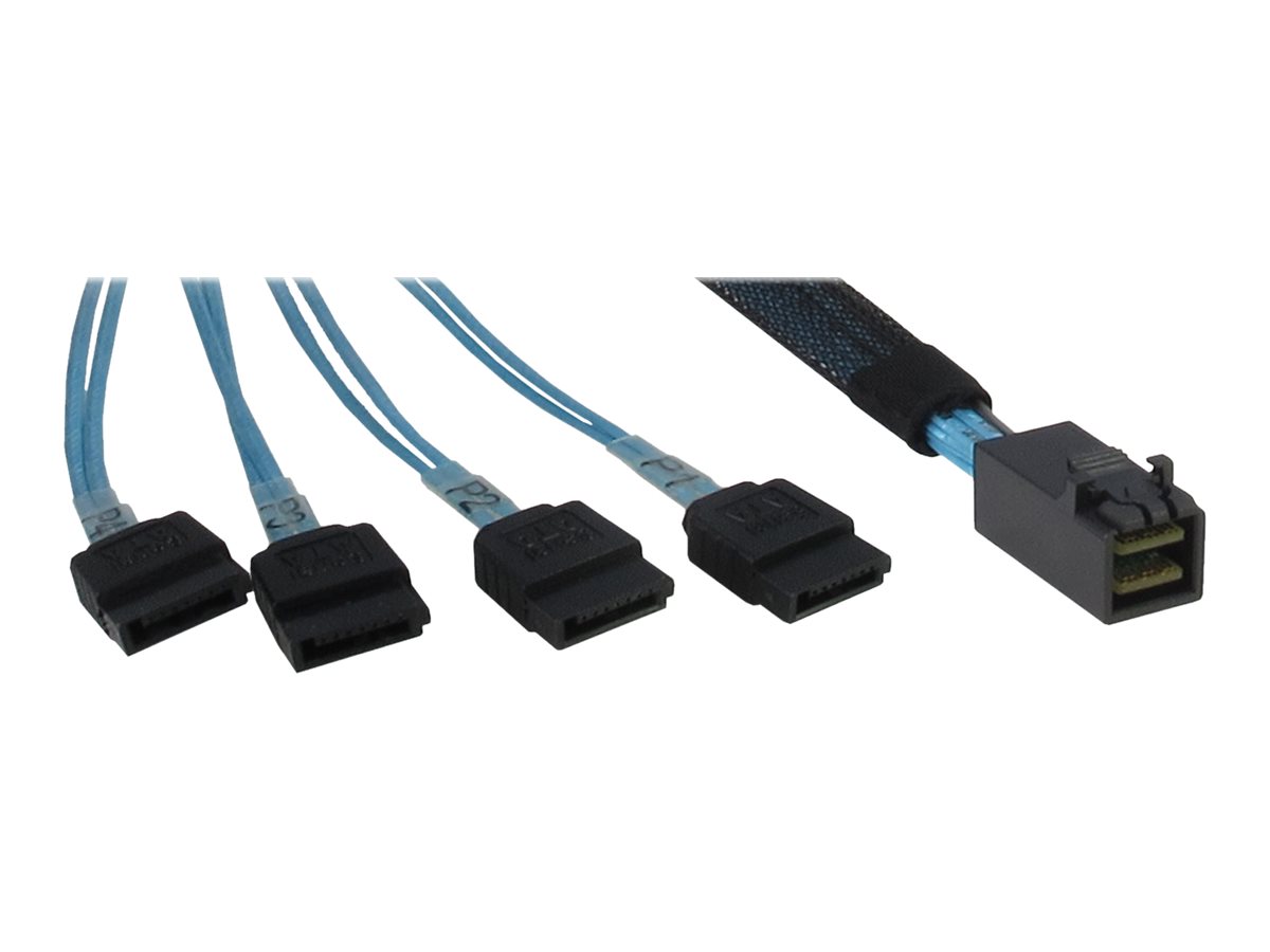 Inter-Tech SFF 8643 auf 4x SATA Kabel 0,5 m Schwarz, Blau