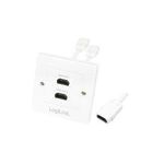LogiLink Anschlussdose, 2 x HDMI, geschirmt, weiß Aufputzdose mit 2 x HDMI-Kupplung, vergoldete Kontakte (AH0015)
