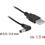 DeLOCK Stromkabel Gleichstromstecker 5,5 x 2,5 mm (M) gewinkelt bis USB (nur Strom) (M) (85588)