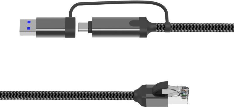MicroConnect CAT6 FTP to USB A-C adapter cable, 3 meter (MC-RJ45USBC-03)