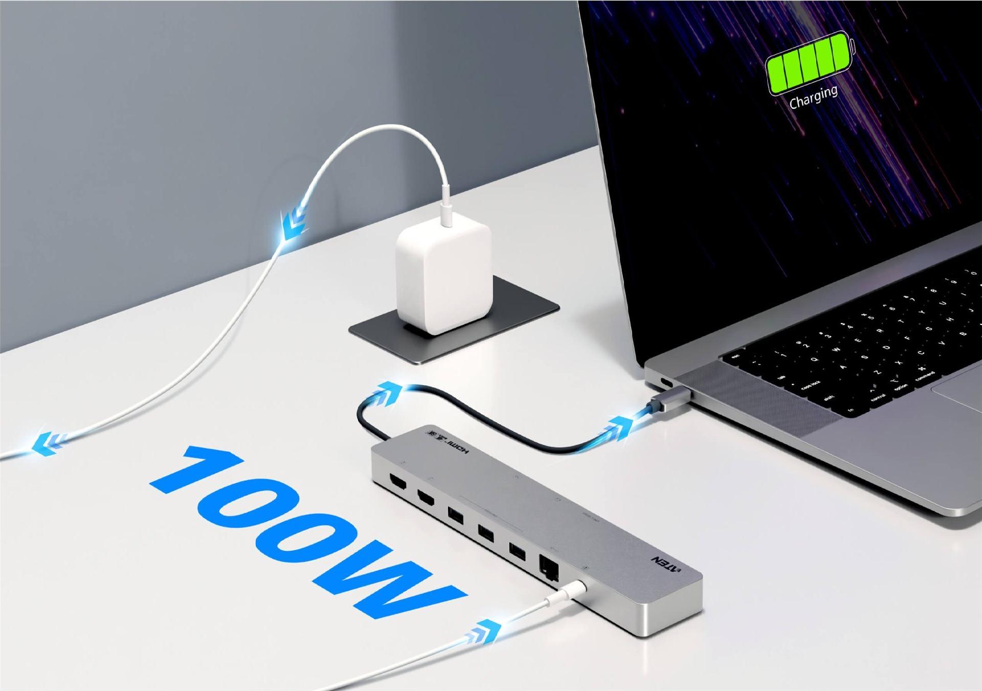 ATEN UH3240 Dockingstation USB-C 2x HDMI 1GbE Silber