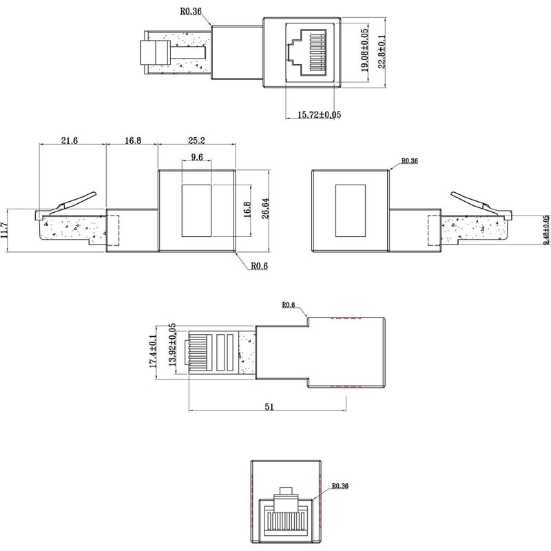INLINE Netzwerkadapter RJ-45 W gerade zu RJ-45 M nach oben  