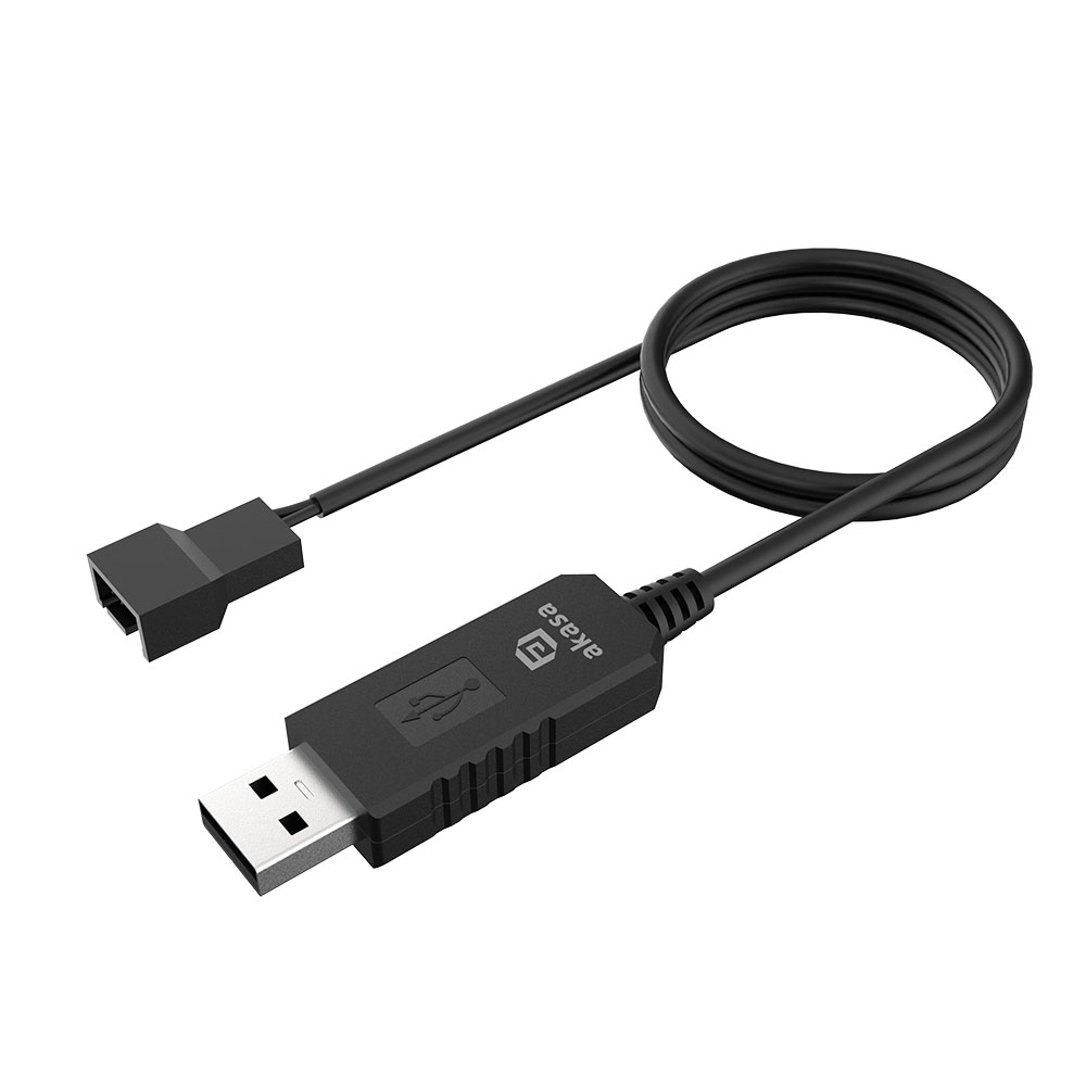 Akasa AK-CBFA10-60BK DC Step-Up Konverterkabel 5V auf 12V USB Typ-A 3-Pin/4-Pin 0,6 m Schwarz