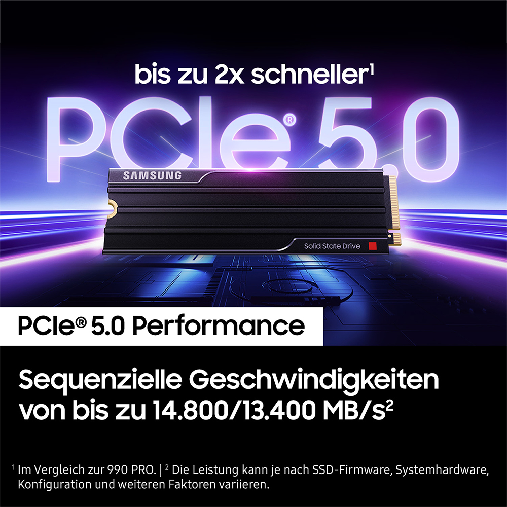 Samsung 9100 PRO Heatsink M.2 NVMe SSD 2 TB PCIe 5.0 Schwarz