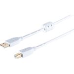 S/CONN maximum connectivity USB High Speed 2.0 Kabel mit Ferrit, A/B Stecker, vergoldete Kontakte, USB 2.0, weiß, 5,0m (77025-WF)