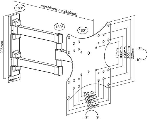 Goobay Basic TV-Wandhalterung Basic FULLMOTION (S), Schwarz - für Fernseher von 58,40cm (23") bis 106,70cm (42") (58-107cm) , vollbewegliches Doppelarmgelenk (schwenkbar und neigbar) bis 20kg (49715)