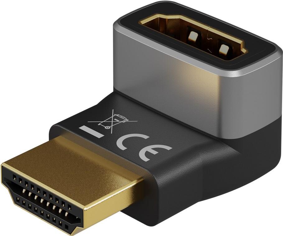 Goobay HDMI -Winkeladapter 90° vertikal 8K a 60 Hz vergoldet - -Buchse Typ A> (72009)