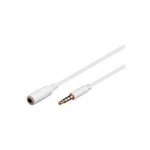 Wentronic Goobay 3,5mm-Klinke-Verlängerungskabel, Weiß, 3 m - Klinke 3,5 mm-Stecker (4-Pin, Stereo) > Klinke 3,5 mm-Buchse (4-Pin, Stereo) (62363)