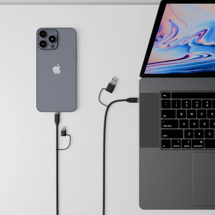 ALOGIC Elements Silicone 4-in-1 USB-Kabel, USB-C/Lightning zu USB-A/USB-C, 1.5 m, Schwarz
