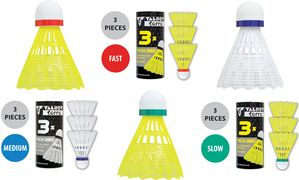 TALBOT torro Badmintonball Tech 350, medium, gelb/blau haltbarer Freizeit- und Trainings-Nylonfederball mit - 1 Stück (479113)