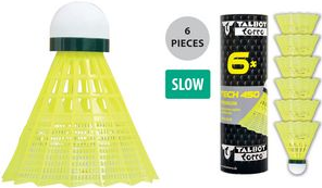 TALBOT torro Badmintonball Tech 450, langsam, gelb/grün Premium Nylonfederball, mit Korkkopf, für ambitionierten - 1 Stück (469283)