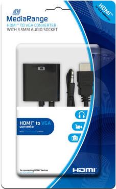 MediaRange MRCS167 HDMI VGA (D-Sub) + 3.5mm Schwarz Videokabel-Adapter (MRCS167)