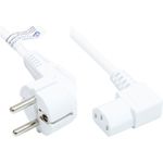 Netzkabel Schutzkontakt-Stecker Typ E+F (CEE 7/7, gewinkelt) an C13 (rechts gewinkelt), weiß, 1,00 mm², 3 m, Good Connections® (P0131-W030)