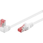 Goobay CAT 6 Patchkabel 1x 90° gewinkelt, S/FTP (PiMF), Weiß, 1 m - Rastnase oben, LSZH halogenfrei, Kupfer (51550)