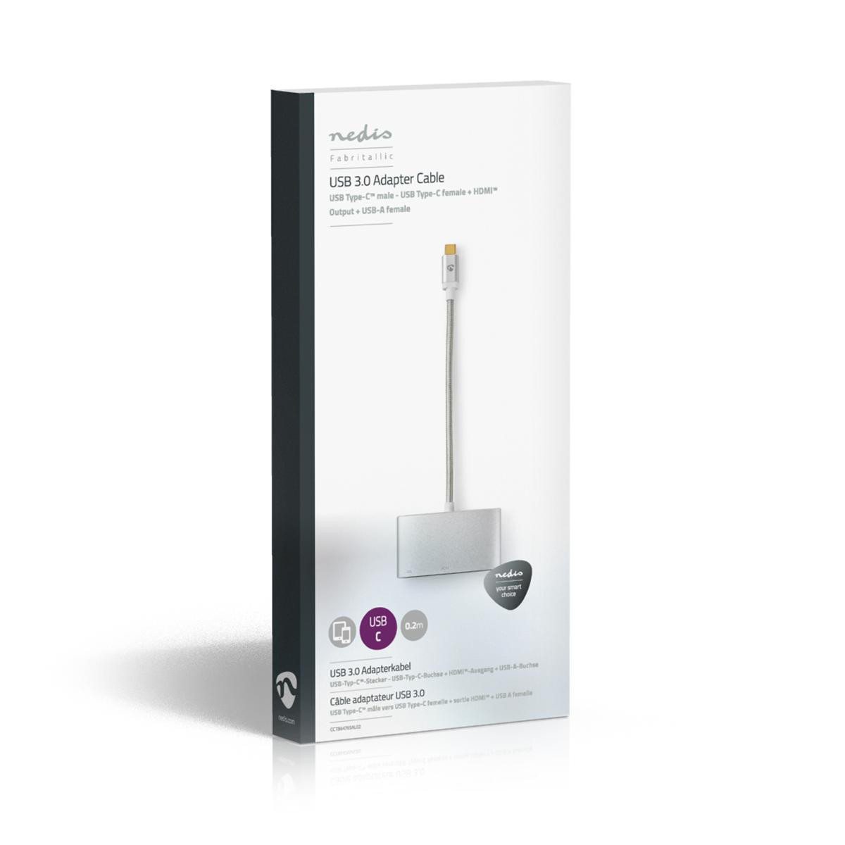 Nedis CCTB64765AL02 USB-C Adapterkabel 0,2 m Aluminium