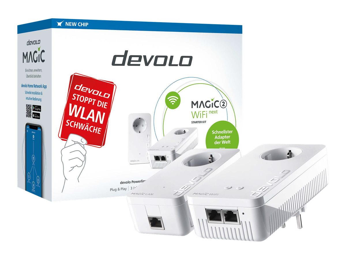 devolo Magic 2 WiFi next Starter Kit PowerLine-Bridge Wi-Fi 5 Weiß