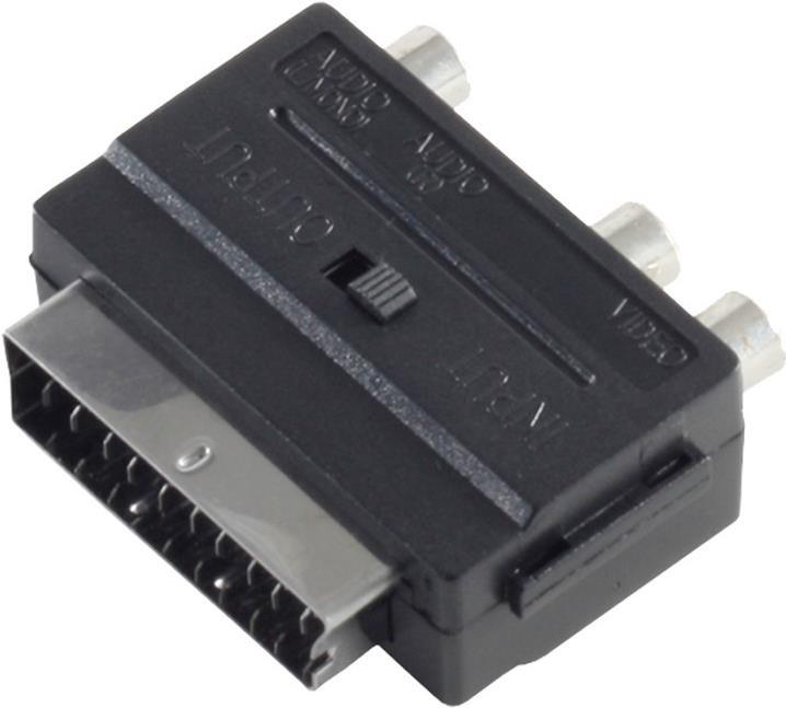 shiverpeaks BASIC-S Adapter, Scartstecker - 3 x Chinch- kupplung, stereo, IN/OUT Schalter, im Polybeutel mit Euro- (BS94034)