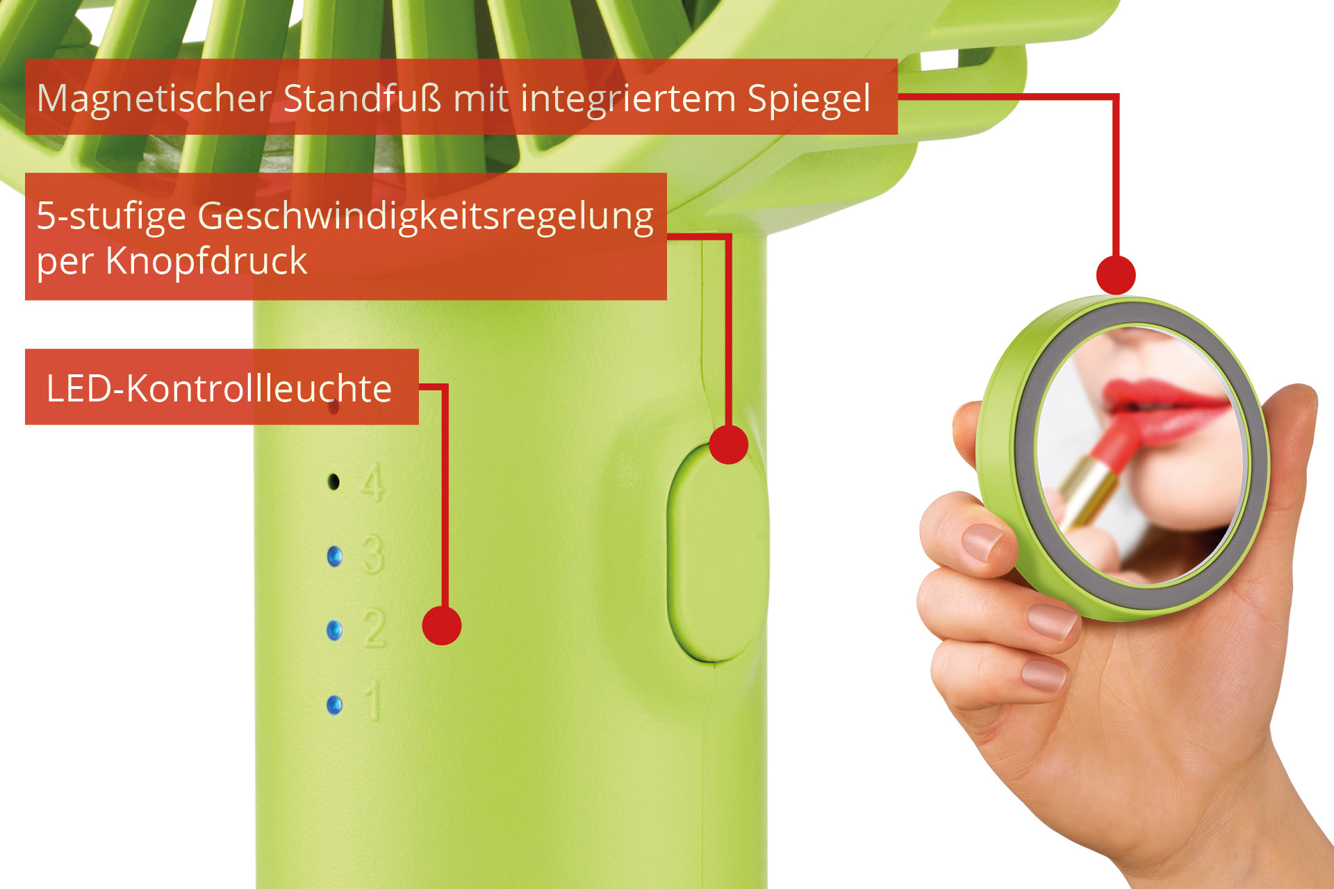 Unold Breezy II Handventilator 10 cm USB Grün