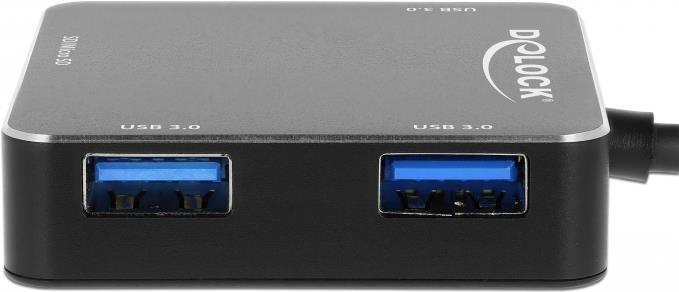 Delock 3 Port USB 3.1 Gen 1 Hub mit USB Type-C™ Anschluss und SD + Micro SD Slot (64042)
