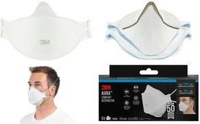 3M Atemschutzmaske Aura 9320+, FFP2, ohne Ventil, 5er Komfort-Partikelmakse, 3-teiliges Design, speziell geformte - 1 Stück (9320-5)