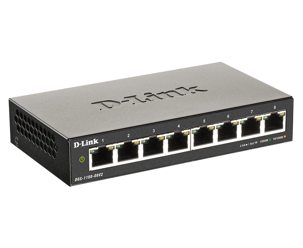 D-Link DGS-1100-08V2/E Smart Managed Switch 8-Port Gigabit Schwarz