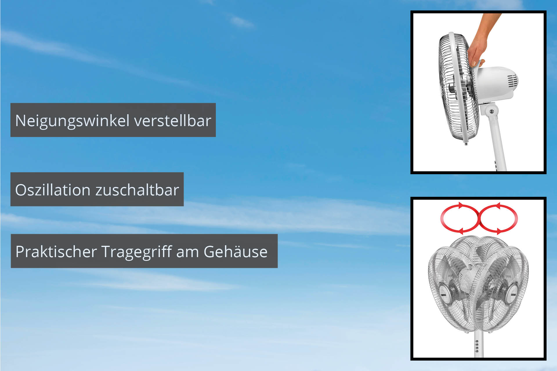 Unold Silverline 86820 Standventilator 40 cm 50 W Silber, Weiß