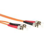 ACT 1.5 meter LSZH Multimode 50/125 OM2 fiber patch cable duplex with ST connectors. St/st 50/125 dup om2 1.50m (RL1551)