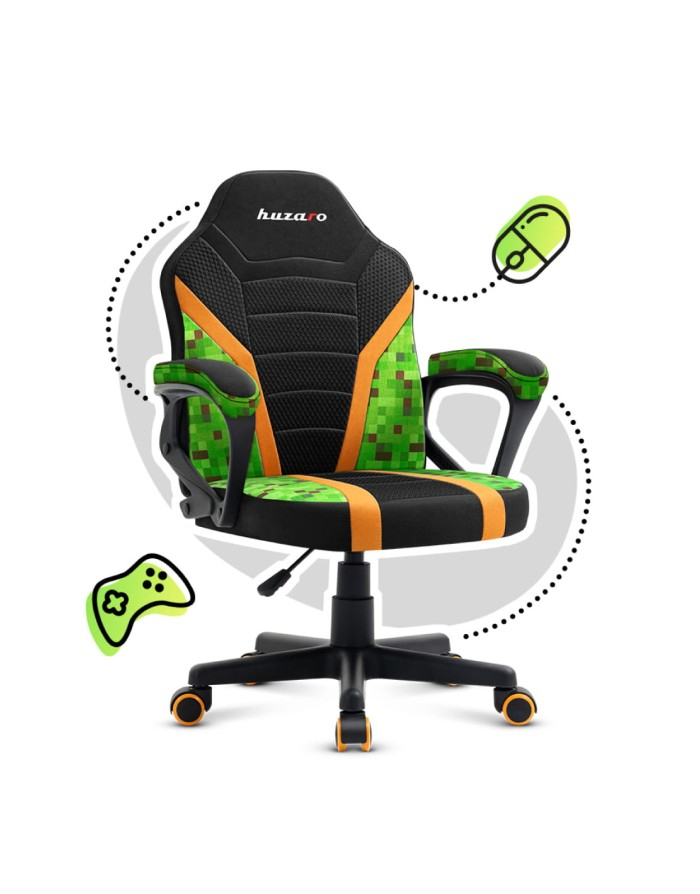 Huzaro Ranger 1.0 Pixel Mesh Gaming-Stuhl für Kinder Schwarz/Grün/Gelb