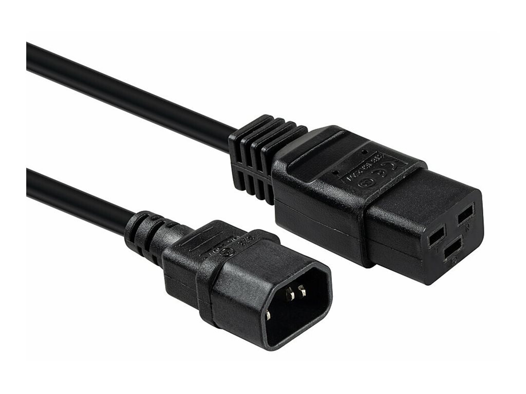 Lindy Spannungsversorgungs-Verlängerungskabel 2 m IEC C14 zu IEC C19 Schwarz