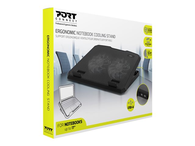 Port Designs Ergonomic Cooler Pro Notebook-Kühler 17" Schwarz