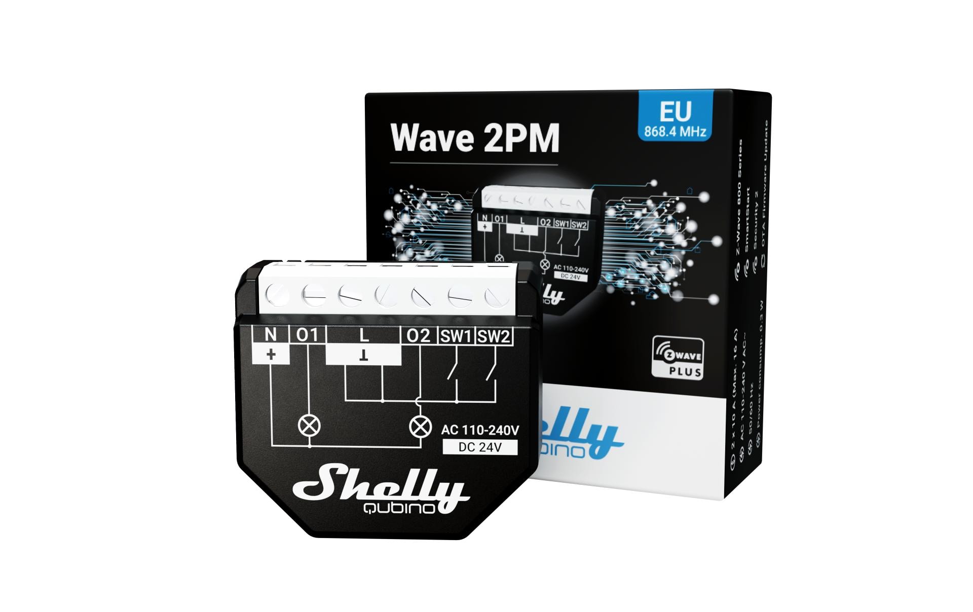 Shelly Wave 2PM Schaltaktor Z-Wave 2 Kanäle 16A