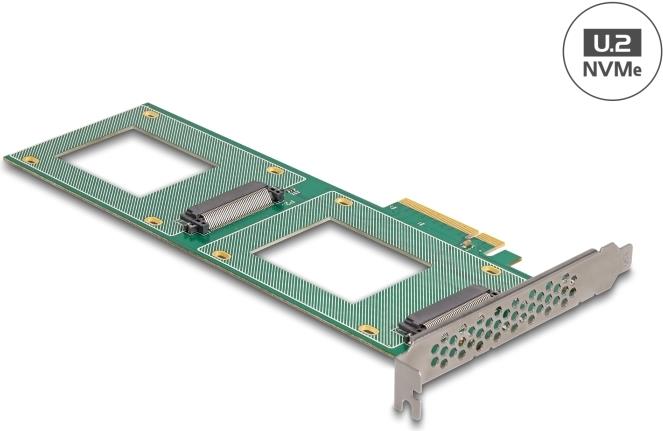 DELOCK PCI Express 4.0 x8 Karte zu 2 x intern U.2 NVMe SFF-8639 - Bifurcation LxB 236 x 87mm