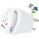 SKROSS Country Combo World to India, Indien-Stecker (Typ D, BS 546), Weiß - geeignet für alle geerdeten und ungeerdeten Geräte (2- und 3-polig) (39764)