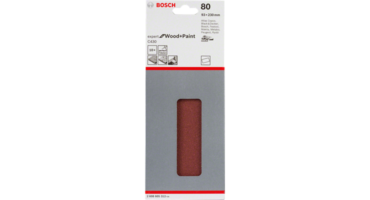 Bosch Accessories 2608608X98 2608608X98 Schwingschleifpapier Körnung num 40, 80, 120, 180 (Ø x L) 93 mm x 230 mm 10 St.