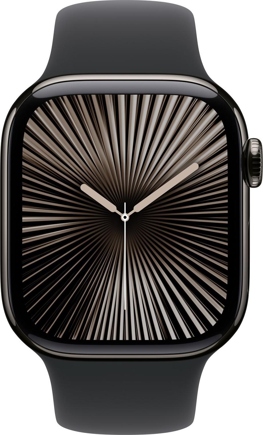 Apple Watch Series 10 GPS + Cellular 42mm Slate Titanium Case mit Black Sport Band - S/M (MWXG3QF/A) (B-Ware)