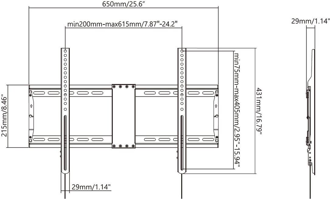 Vision VFM-W6X4V/2 Wandhalterung 37"-70" Schwarz